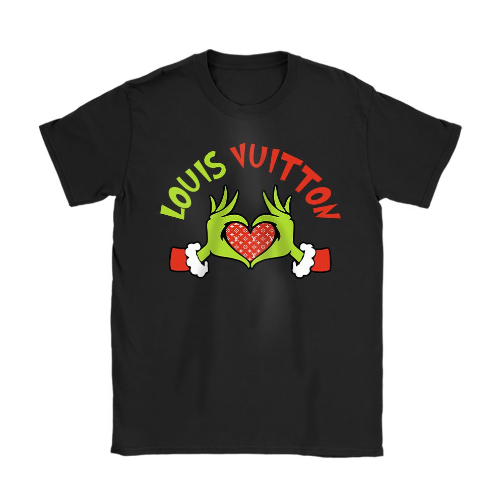Grinch Hand Heart Shirt Christmas Louis Vuitton Unisex T-Shirt Cotton Tee BN19622