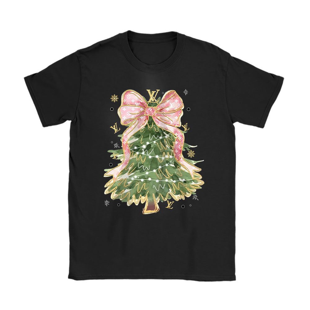 Merry Christmas Coquette Bow Christmas Tree Louis Vuitton Unisex T-Shirt Cotton Tee BN19498