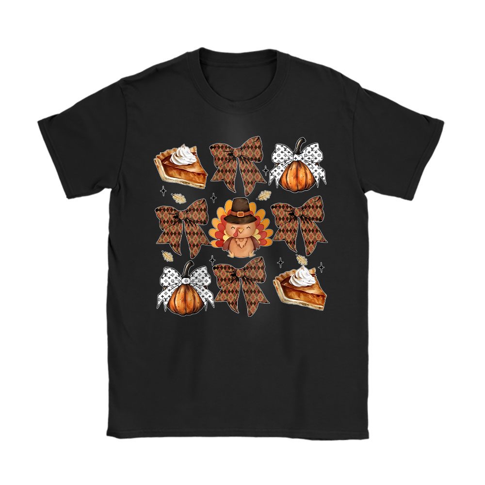 Retro Thanksgiving Fall Coquette Bow Louis Vuitton Unisex T-Shirt Cotton Tee BTN18232