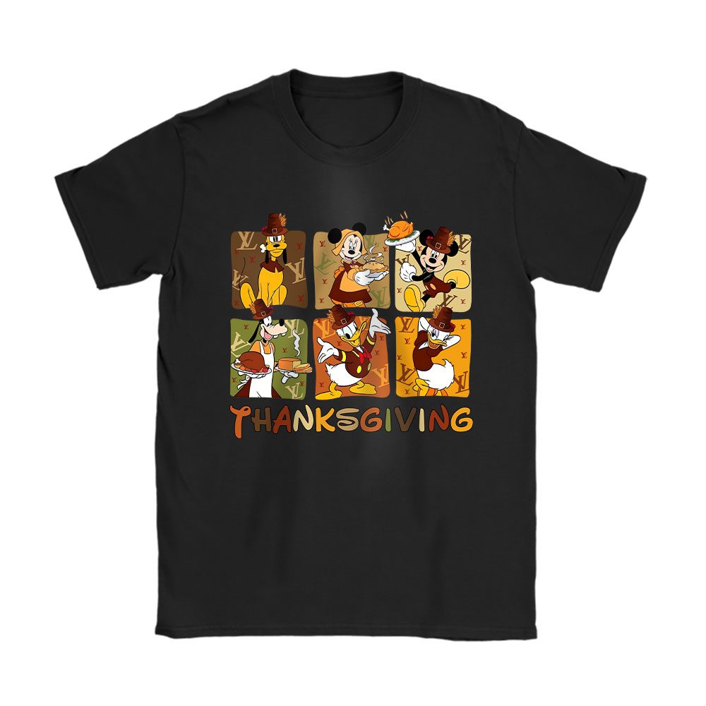 Disney Mickey Mouse Thanksgiving Louis Vuitton Unisex T-Shirt Cotton Tee BTN18195