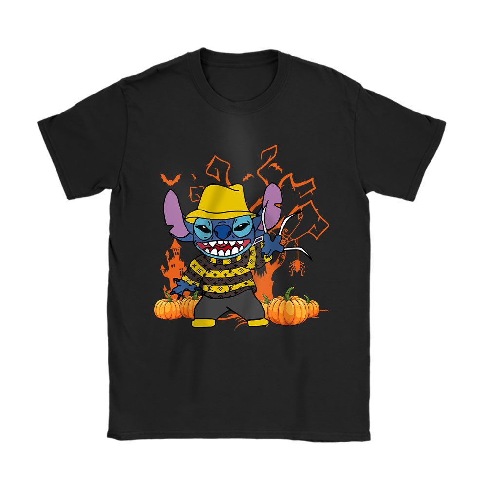 Disney Stitch Hapyy Halloween Louis Vuitton Unisex T-Shirt Cotton Tee BN17083
