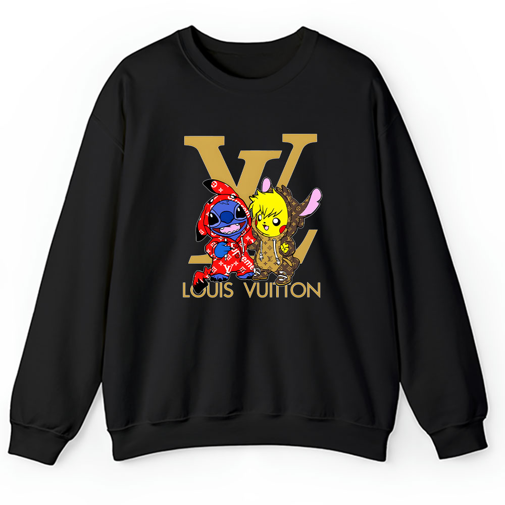 Stitch And Pikachu Louis Vuitton Unisex Sweatshirt BTN12319