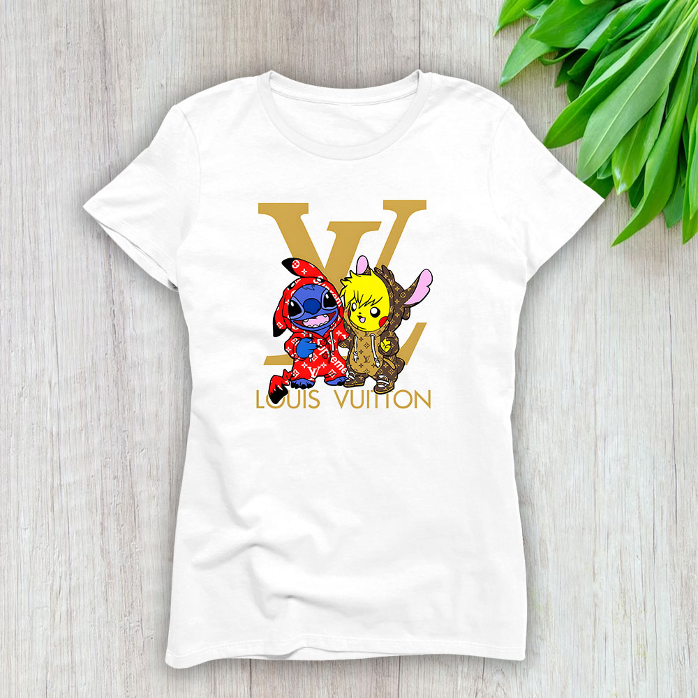 Stitch And Pikachu Louis Vuitton Lady T-Shirt Women BTN12319