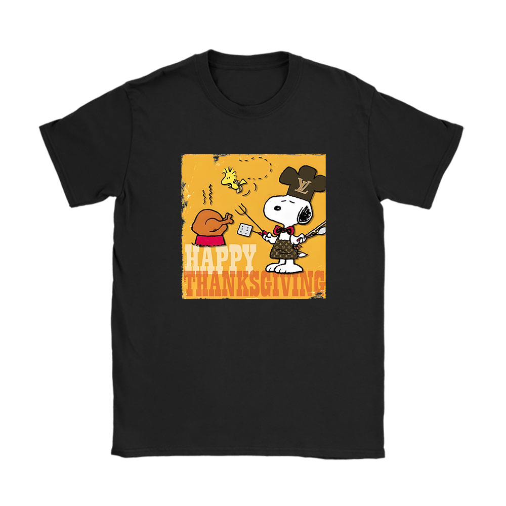 Happy Thanksgiving Peanuts Snoopy Louis Vuitton Unisex T-Shirt Cotton Tee BN12310
