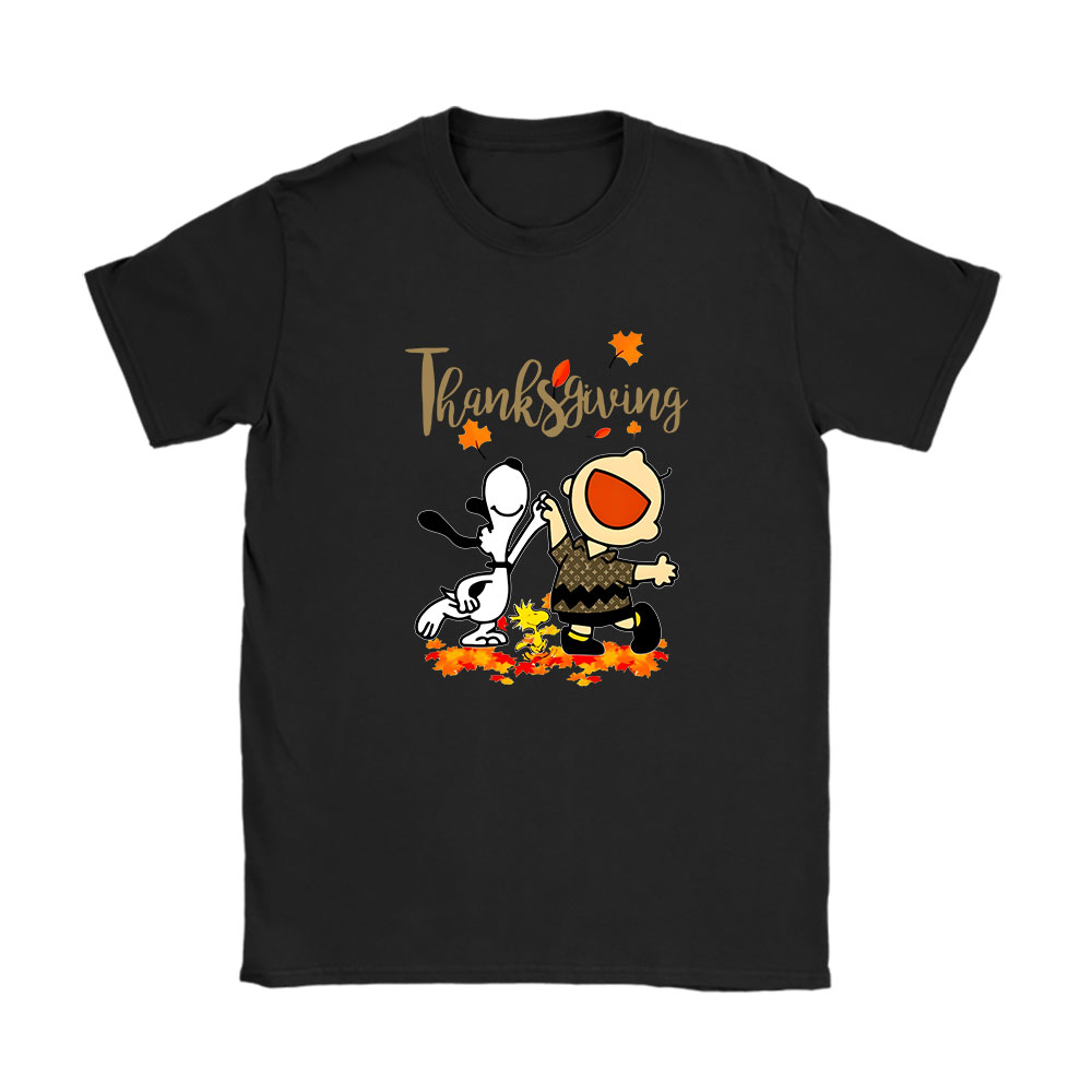 Happy Thanksgiving Charlie Snoopy Woodstock Louis Vuitton Unisex T-Shirt Cotton Tee BN12307