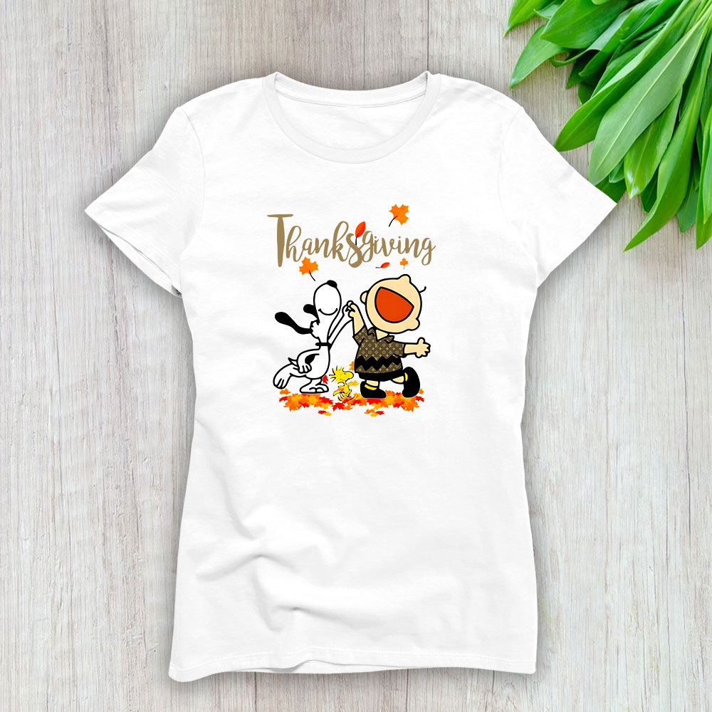 Happy Thanksgiving Charlie Snoopy Woodstock Louis Vuitton Lady T-Shirt Women BTN12307