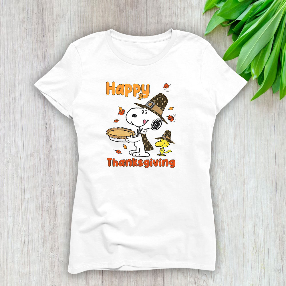 Happy Thanksgiving Charlie Snoopy Woodstock Louis Vuitton Lady T-Shirt Women BTN12308