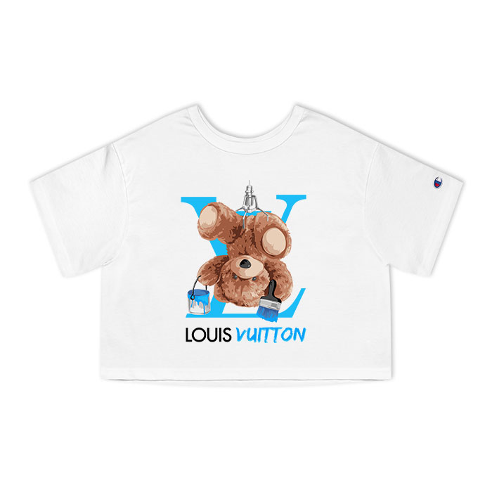 Louis Vuitton Logo Luxury Teddy Bear Champion Lady Crop-Top T-Shirt CTB2380