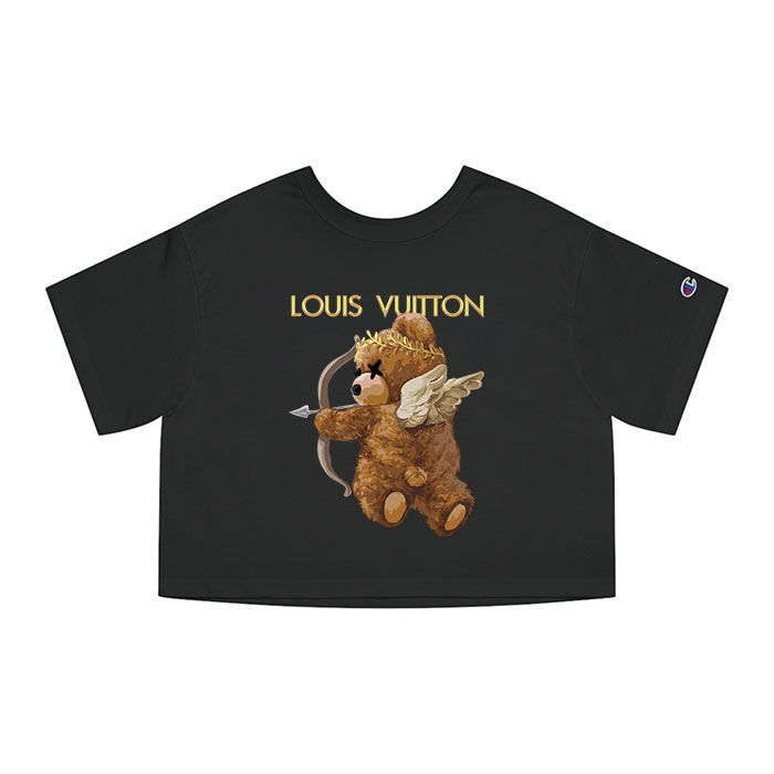 Louis Vuitton Logo Luxury Angel Teddy Bear Champion Lady Crop-Top T-Shirt CTB2367