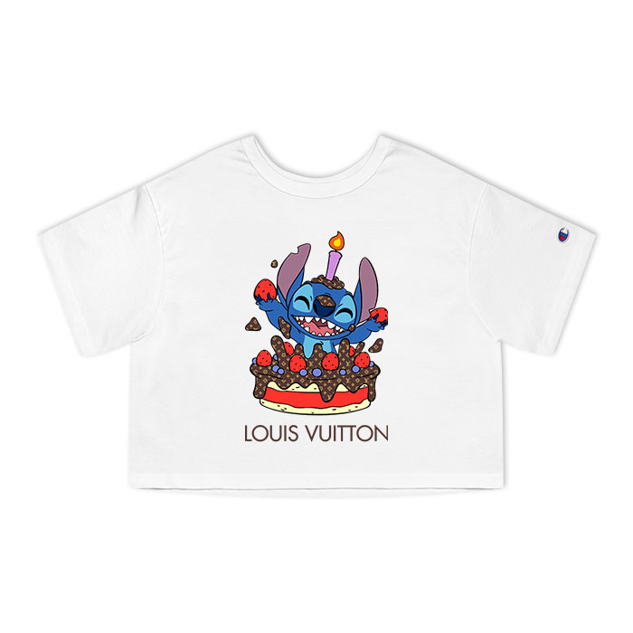 Louis Vuitton Logo Luxury Stitch Happy Birthday Champion Lady Crop-Top T-Shirt CTB2355