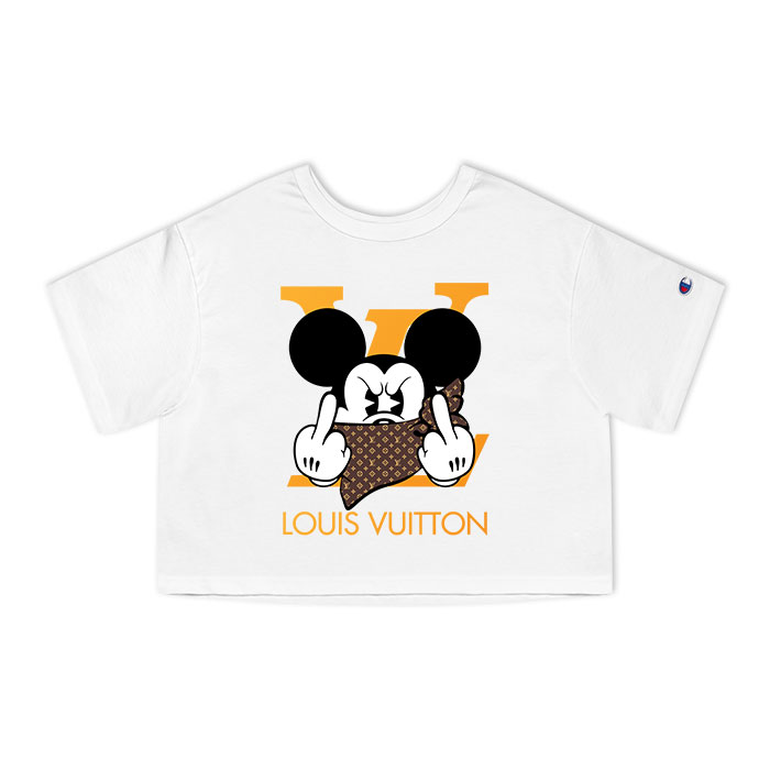 Louis Vuitton Logo Luxury Mickey Mouse Champion Lady Crop-Top T-Shirt CTB2377
