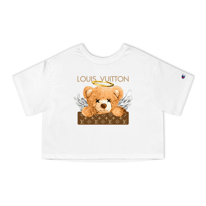 Louis Vuitton Logo Luxury Angel Teddy Bear Champion Lady Crop-Top T-Shirt CTB2366