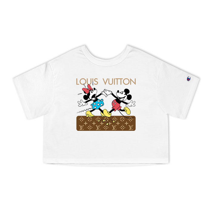 Louis Vuitton Logo Luxury Mickey Mouse Minnie Mouse Dance Champion Lady Crop-Top T-Shirt NTB2111