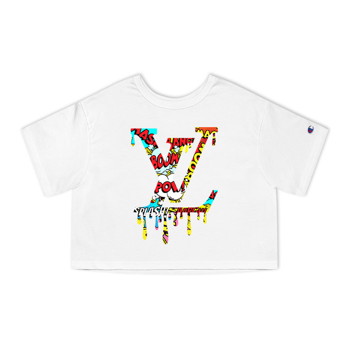 Louis Vuitton Luxury Comic Boom Pattern Champion Lady Heritage Crop-Top T-Shirt CTB177
