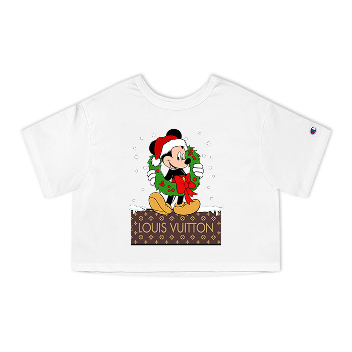 Louis Vuitton Logo Luxury Monogram Canvas Pattern Mickey Mouse Champion Lady Heritage Crop-Top T-Shirt CTB130