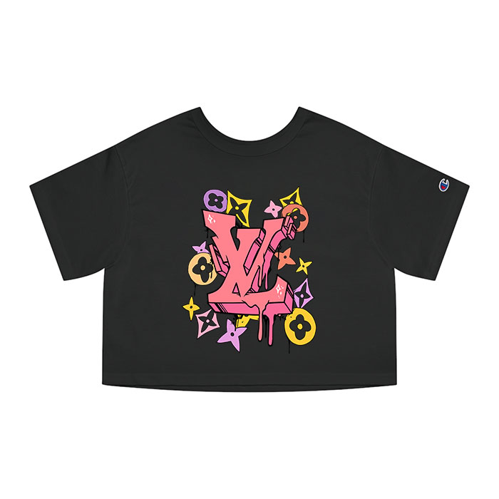 Louis Vuitton Graffiti Logo Champion Lady Heritage Crop-Top T-Shirt CTB183