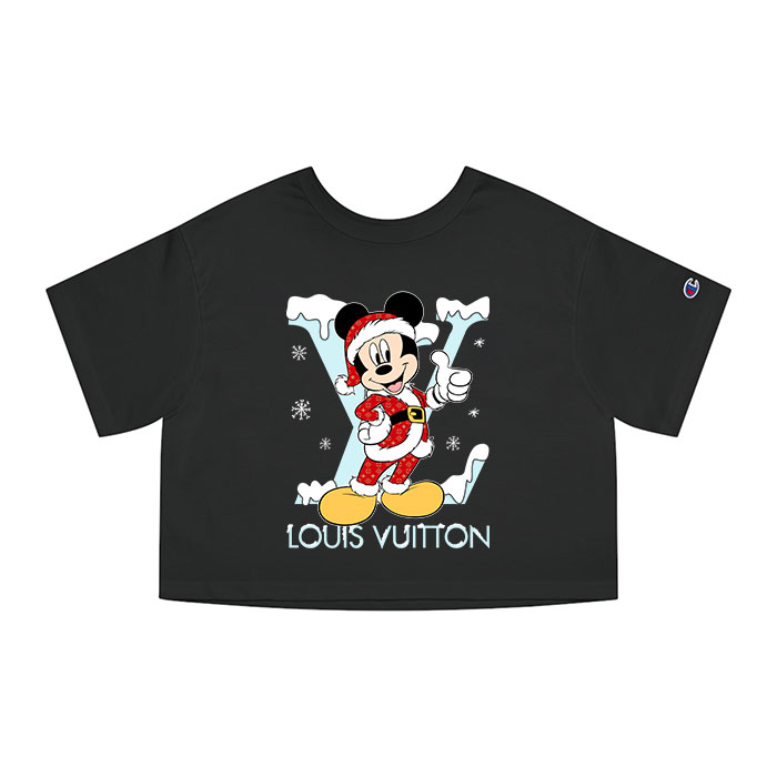 Louis Vuitton Logo Luxury Monogram Canvas Pattern Christmas Mickey Mouse Champion Lady Heritage Crop-Top T-Shirt CTB122