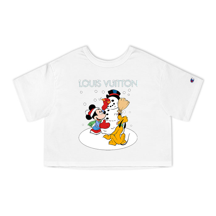 Louis Vuitton Christmas Mickey Mouse Pluto Champion Lady Heritage Crop-Top T-Shirt CTB123
