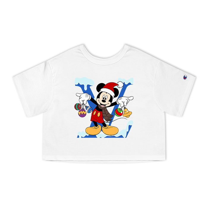 Louis Vuitton Logo Luxury Christmas Mickey Mouse Champion Lady Heritage Crop-Top T-Shirt CTB127