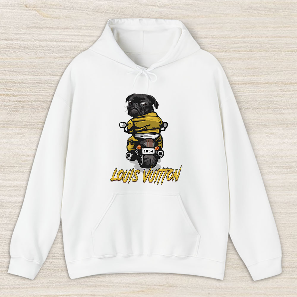 Pug Dog Riding A Motorcycle Louis Vuitton Brand Unisex Hoodie TAH6386