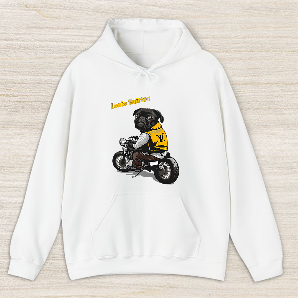 Pug Dog Riding A Motorcycle Louis Vuitton Brand Unisex Hoodie TAH6385