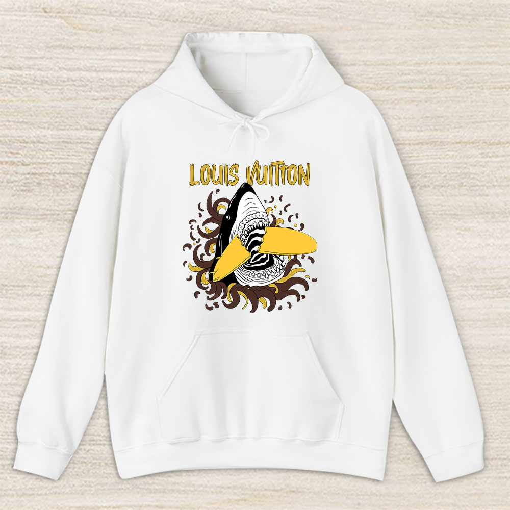 Cartoon Shark With Surfboard Louis Vuitton Unisex Hoodie TAH5493