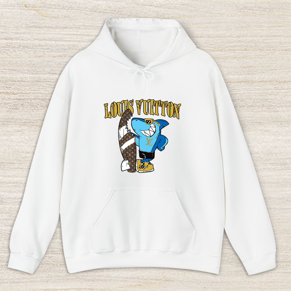 Cartoon Shark With Surfboard Louis Vuitton Unisex Hoodie TAH5492
