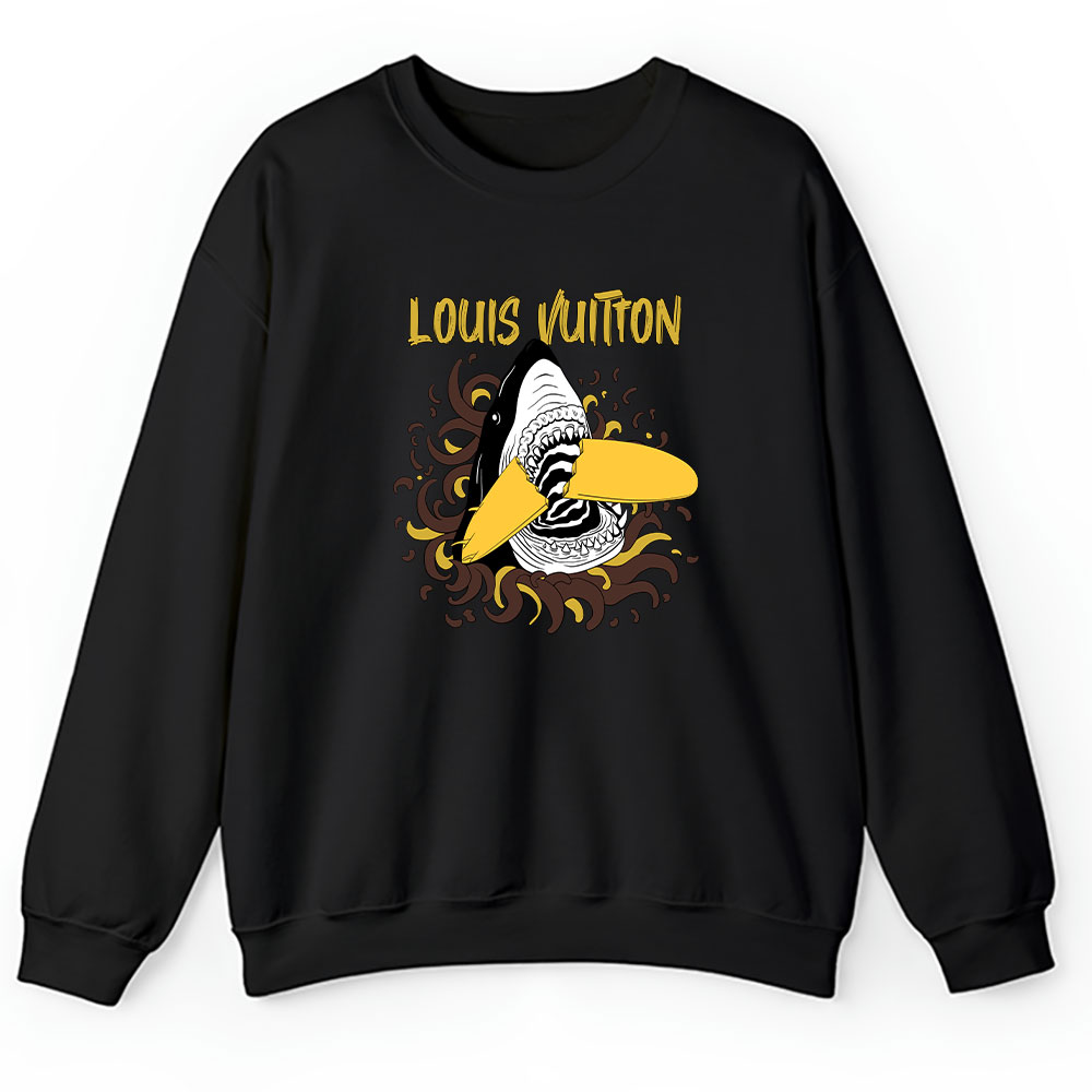 Cartoon Shark With Surfboard Louis Vuitton Brand Unisex Sweatshirt BTN5493