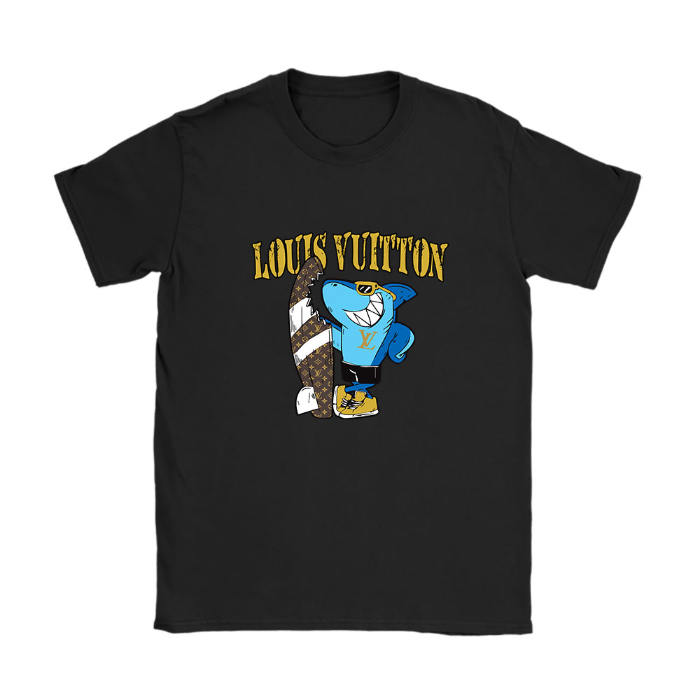 Cartoon Shark With Surfboard Louis Vuitton Unisex T-Shirt BN5492