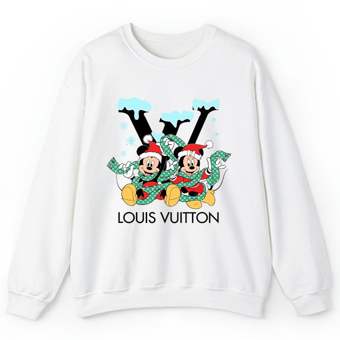 Louis Vuitton Logo Luxury Christmas Mickey Mouse Minnie Mouse Crewneck Sweatshirt CSTB1204