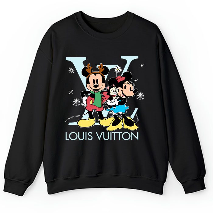 Louis Vuitton Logo Luxury Christmas Mickey Mouse Minnie Mouse Crewneck Sweatshirt CSTB1205