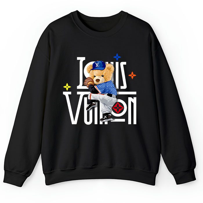 Louis Vuitton Logo Luxury Teddy Bear Baseball Crewneck Sweatshirt CSTB1064