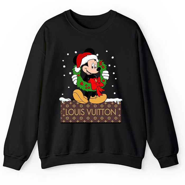 Louis Vuitton Logo Luxury Monogram Canvas Pattern Mickey Mouse Crewneck Sweatshirt CSTB1016