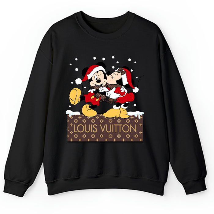 Louis Vuitton Logo Luxury Christmas Mickey Mouse Minnie Mouse Crewneck Sweatshirt CSTB1011