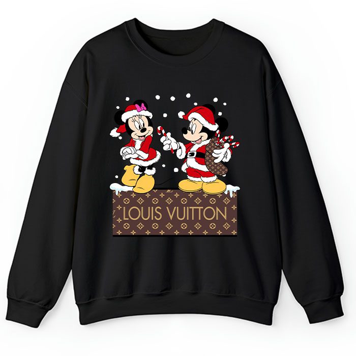Louis Vuitton Logo Luxury Christmas Mickey Mouse Minnie Mouse Crewneck Sweatshirt CSTB1012