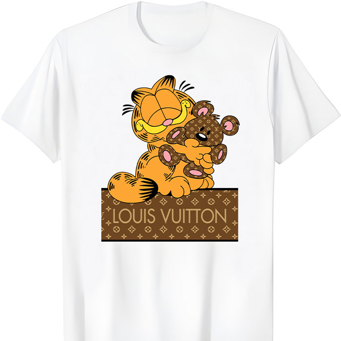Louis Vuitton Logo Luxury Canvas Pattern Garfield Teddy Bear LV Unisex T-Shirt TTB2602