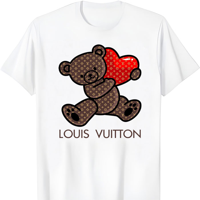Louis Vuitton Logo Luxury Monogram Canvas Pattern Teddy Bear LV Unisex T-Shirt TTB2282
