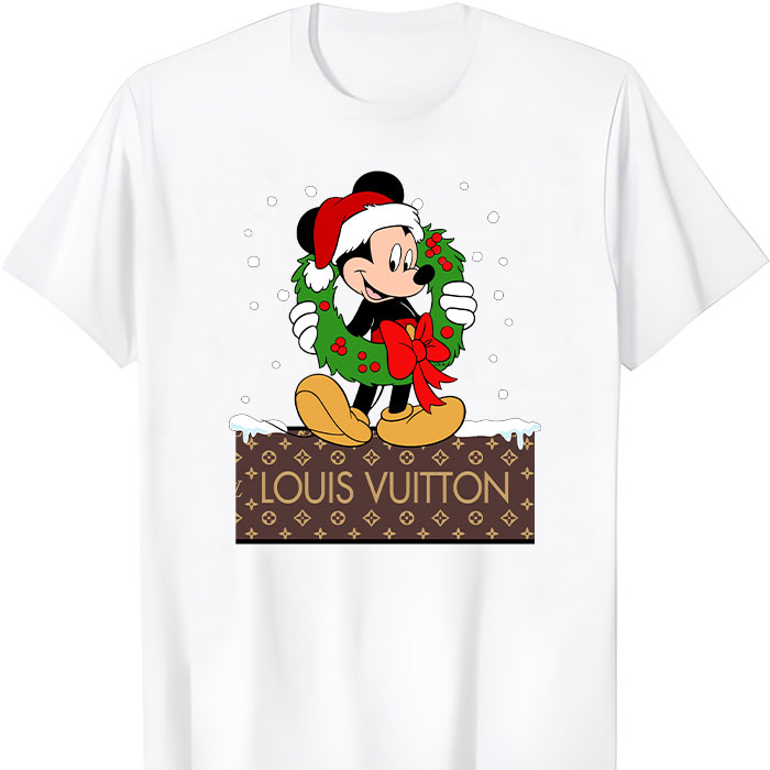 Louis Vuitton Logo Luxury Monogram Canvas Pattern Mickey Mouse Unisex T-Shirt NTB2675