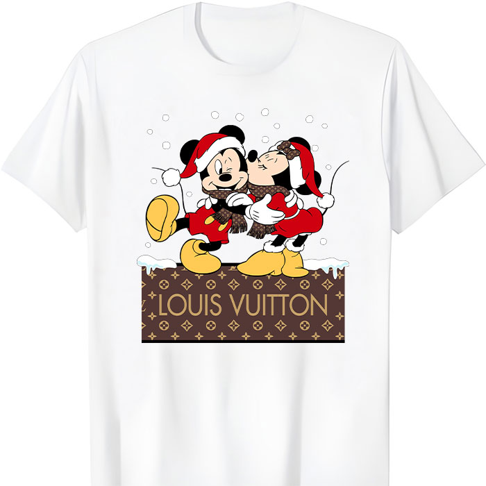 Louis Vuitton Logo Luxury Christmas Mickey Mouse Minnie Mouse Unisex T-Shirt NTB2670