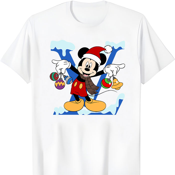 Louis Vuitton Logo Luxury Christmas Mickey Mouse Unisex T-Shirt NTB2672