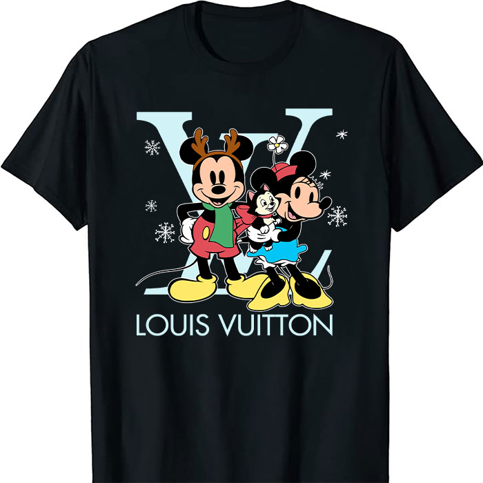 Louis Vuitton Logo Luxury Christmas Mickey Mouse Minnie Mouse Unisex T-Shirt NTB2661