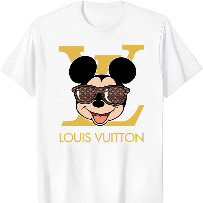 Louis Vuitton Logo Luxury Monogram Canvas Pattern Mickey Mouse LV Unisex T-Shirt CB393