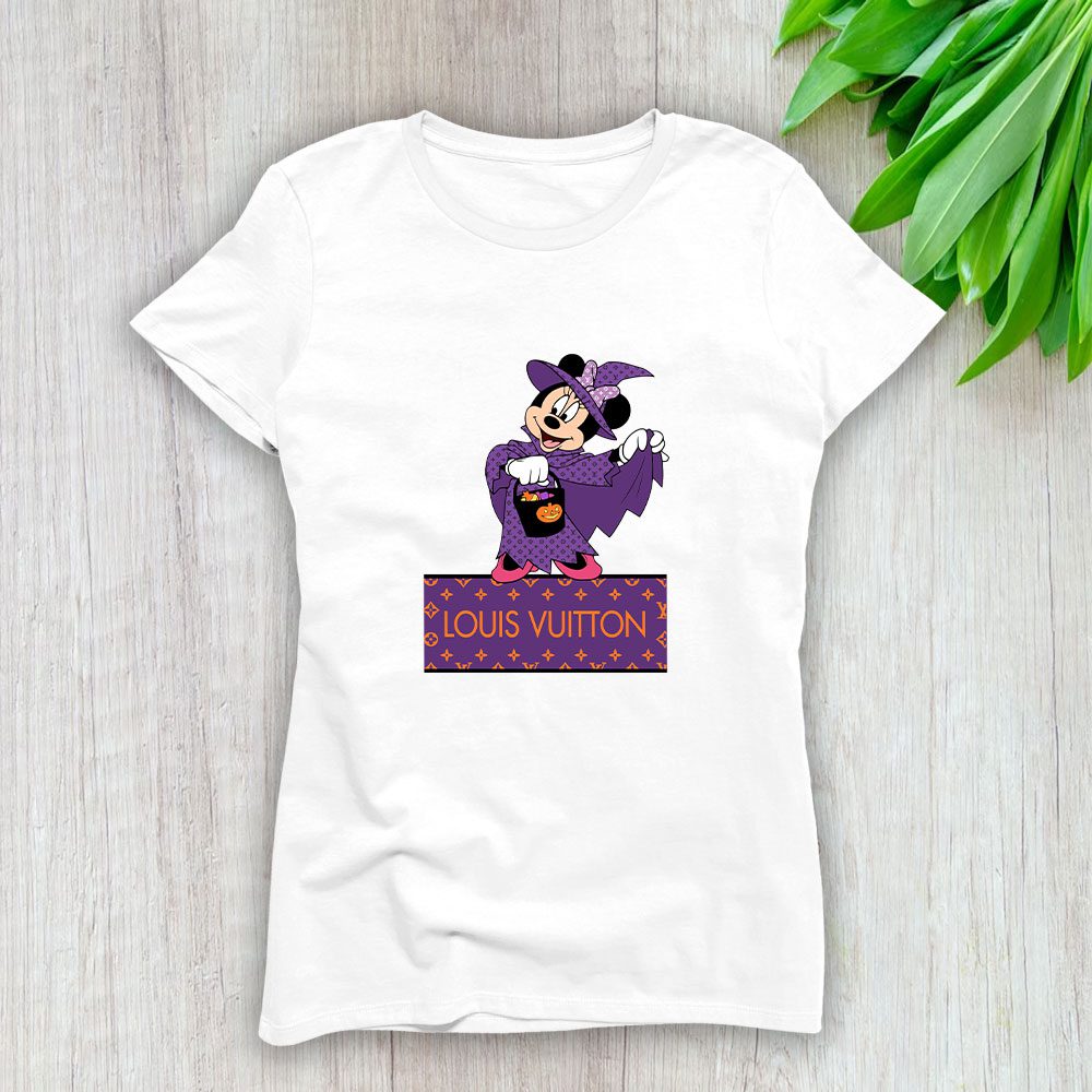Louis Vuitton Monogram Canvas Pattern Halloween Minnie Mouse Lady T-Shirt Luxury Tee For Women LDS1719