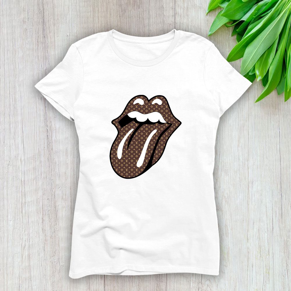 Louis Vuitton Logo Luxury Monogram Canvas Pattern Sexy Lips Lady T-Shirt Luxury Tee For Women LDS1648