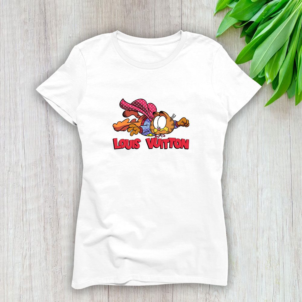 Louis Vuitton Logo Luxury Garfield Super Man Lady T-Shirt Luxury Tee For Women LDS1654