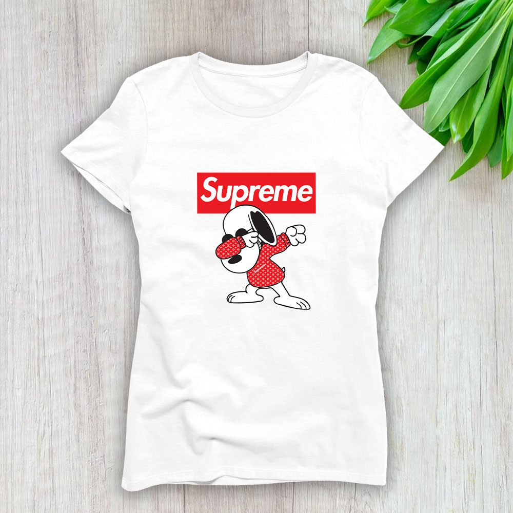 Supreme X Louis Vuitton Snoppy Lady T-Shirt Luxury Tee For Women LDS1872