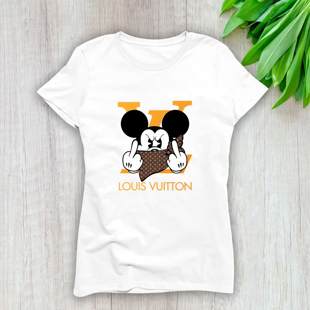 Louis Vuitton Logo Luxury Mickey Mouse Lady T-Shirt Luxury Tee For Women LDS1643