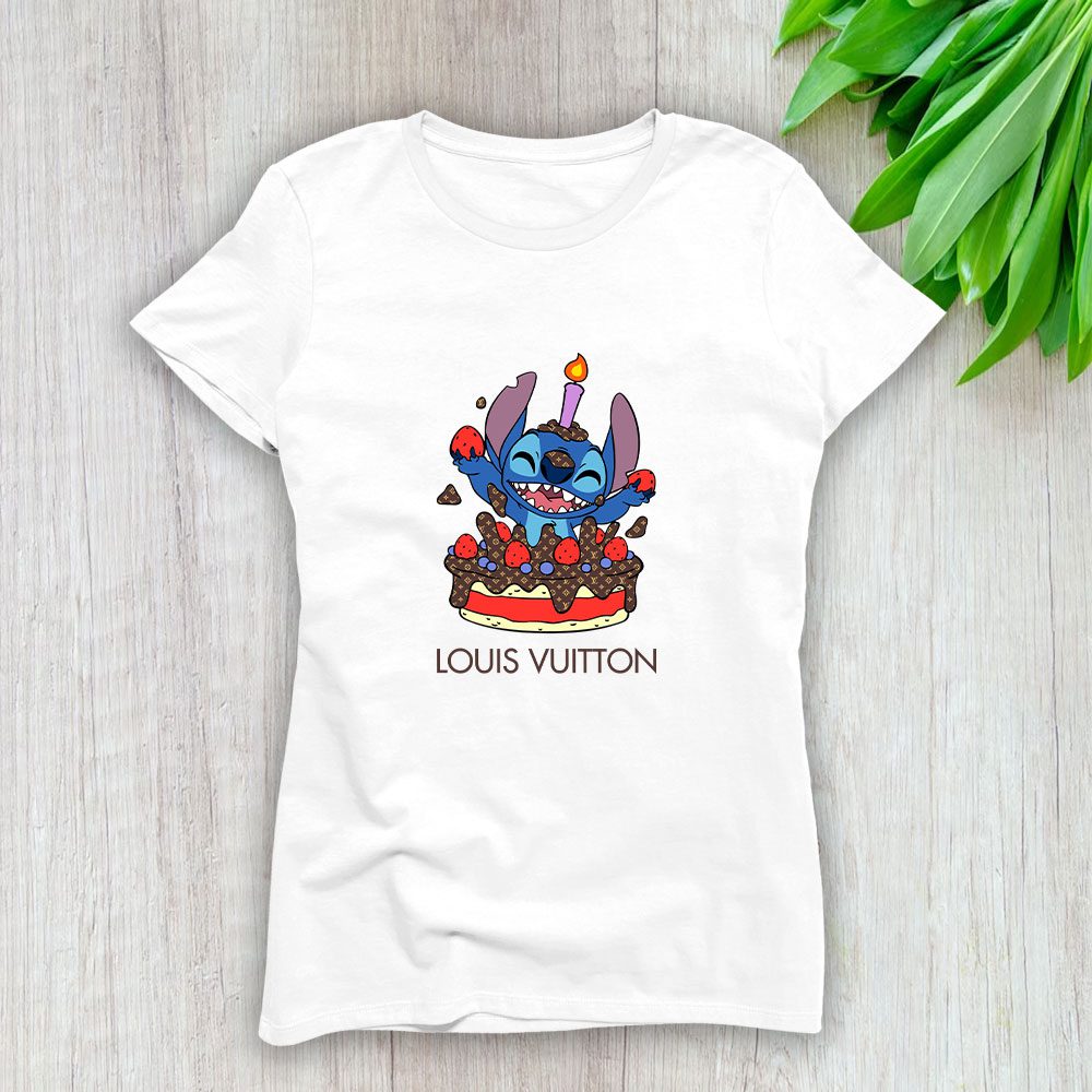 Louis Vuitton Logo Luxury Stitch Happy Birthday Lady T-Shirt Luxury Tee For Women LDS1619