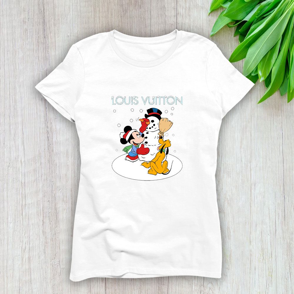 Louis Vuitton Chrismate Mickey Mouse Pluto Lady T-Shirt Luxury Tee For Women LDS1538