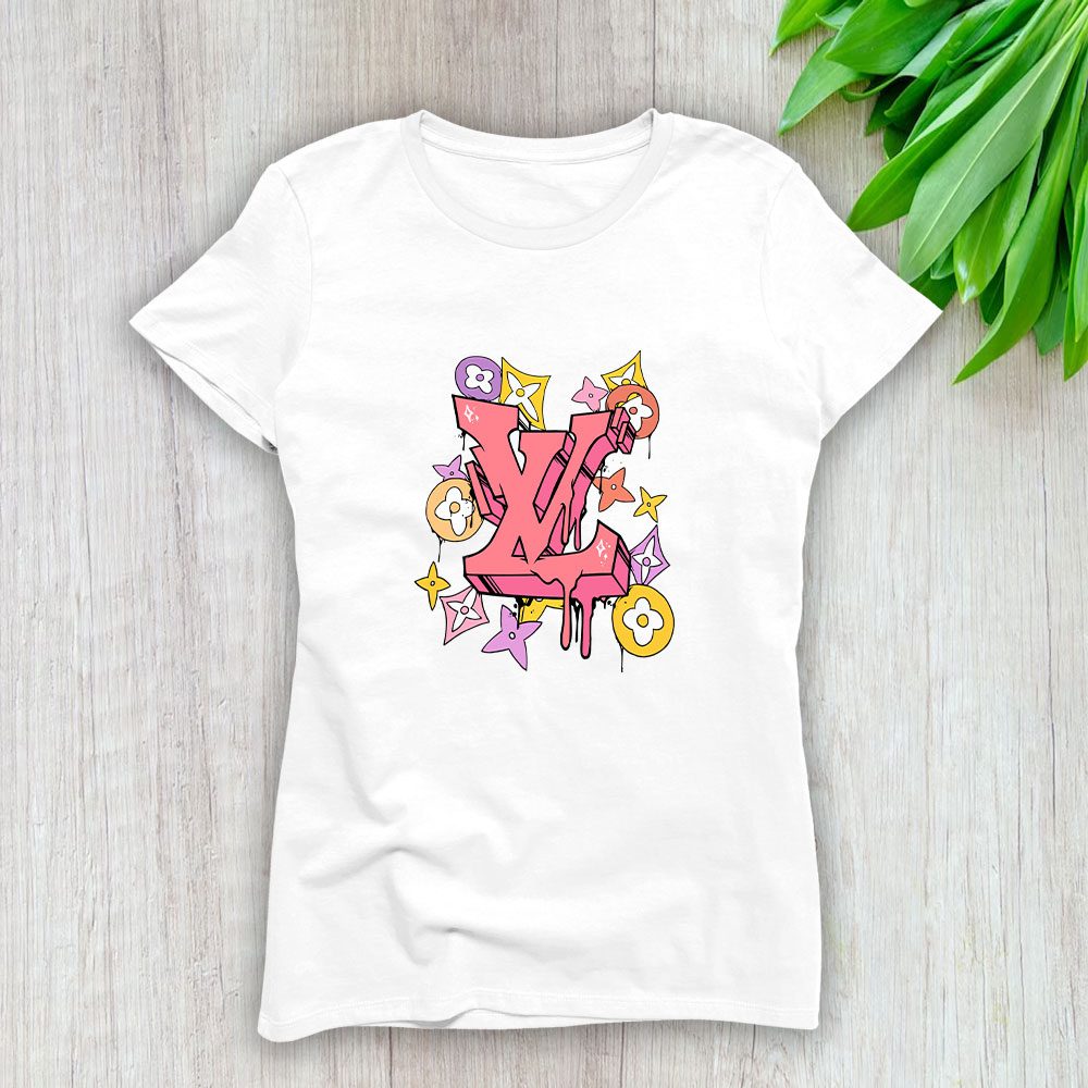Louis Vuitton Graffiti Logo Lady T-Shirt Luxury Tee For Women LDS1548